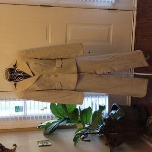 Giorgio Sant'Angelo cream tan tweed pantsuit fully lined jacket & pants 6P New…